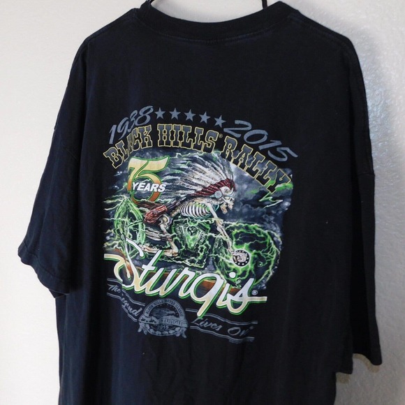 Sturgis Tee Shirt Adult 3XL 2015 Black Hills Biker Motorcycle Black Short Sleeve - Picture 8 of 10